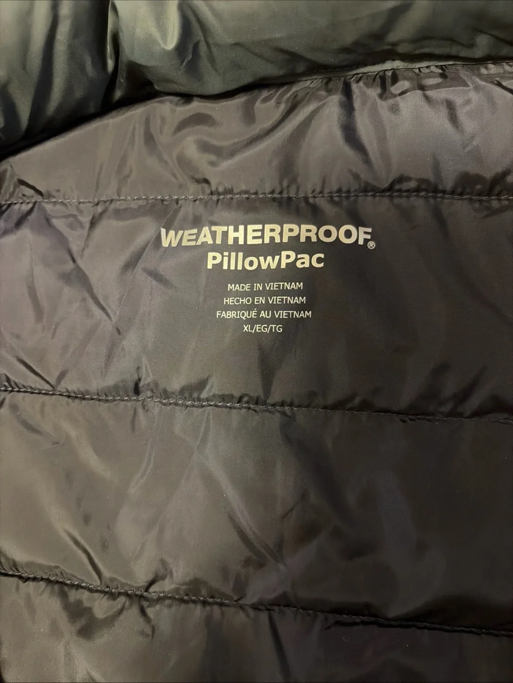 Weatherproof Modern Fit Pillow Pac Puffer Jacket Size XL